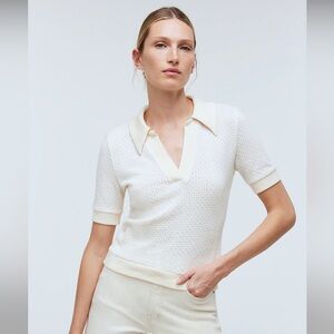 Madewell Pointelle Collared Sweater Tee